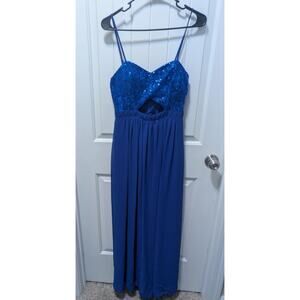 B Darlin Long Formal Royal Blue Sequin Prom Homecoming Dress Sleeveless Size 7/8